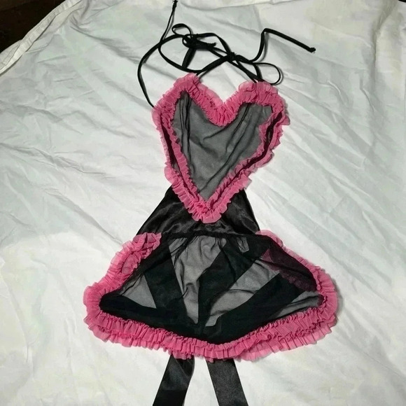 Vintage Y2K Coquette heart shaped lingerie with satin, mesh, ribbons, bows 🎀 OS - Picture 4 of 10